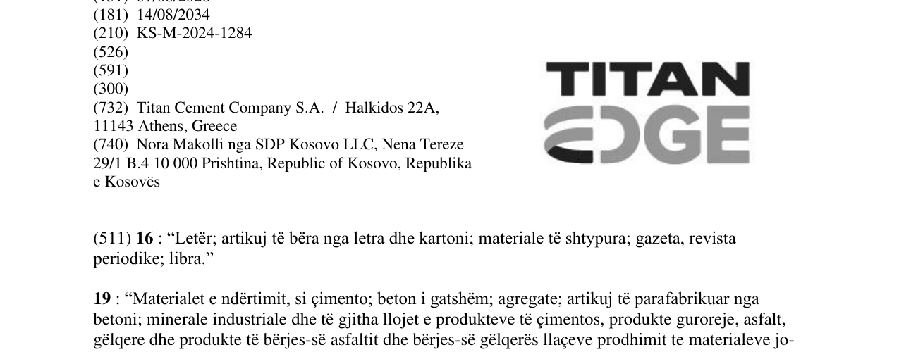 Zëri i markës TITAN DGE në buletin