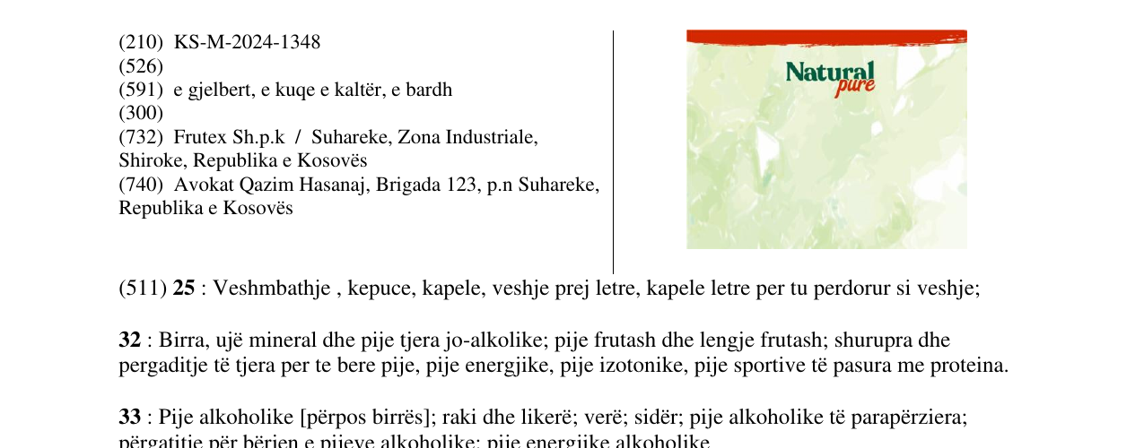 Zëri i markës Natural pure në buletin