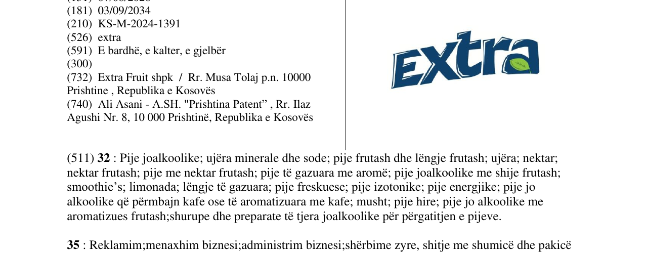 Zëri i markës Extra në buletin