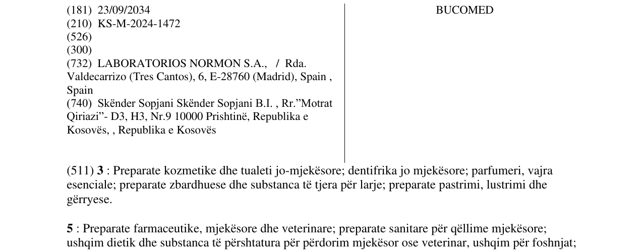 Zëri i markës BUCOMED në buletin