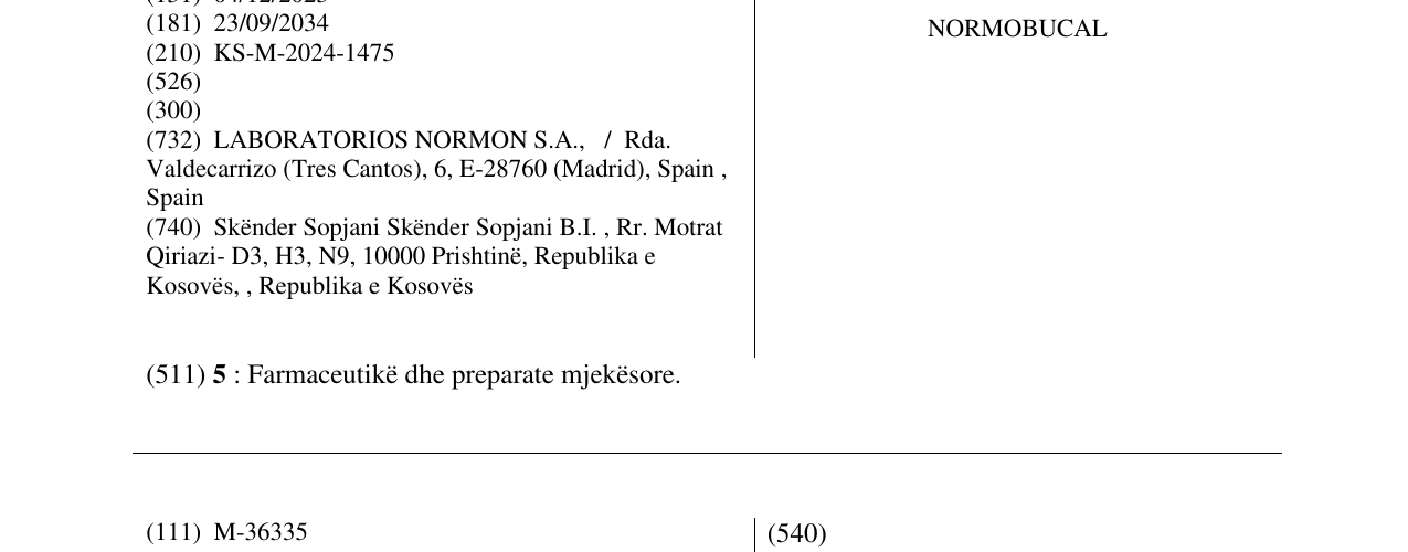 Zëri i markës NORMOBUCAL në buletin
