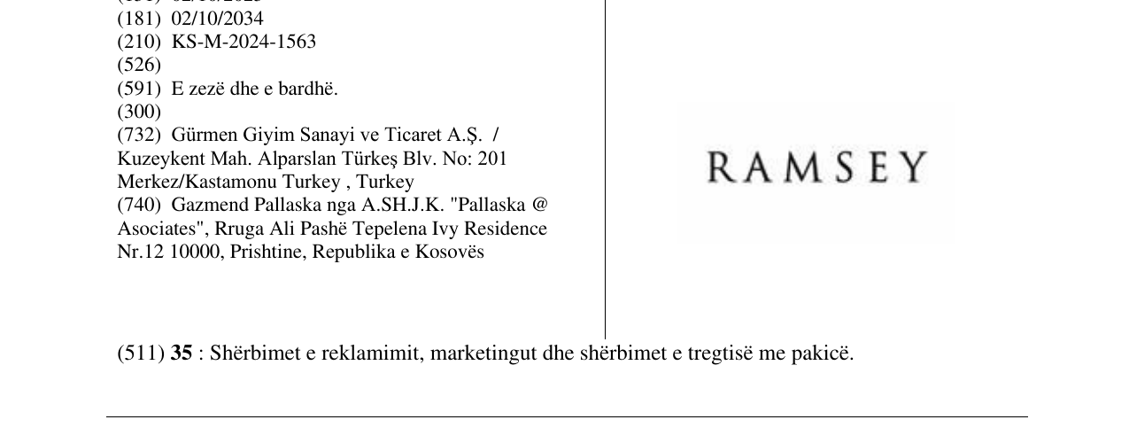 Zëri i markës RAMSEY në buletin