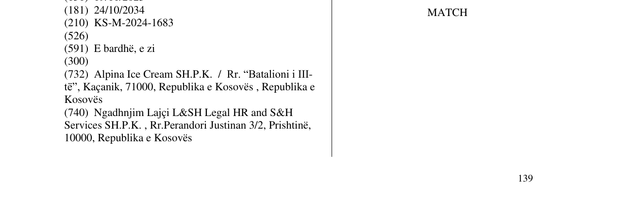 Zëri i markës MATCH në buletin