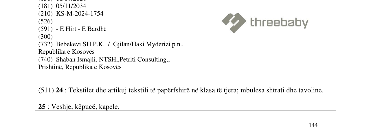Zëri i markës threebaby në buletin