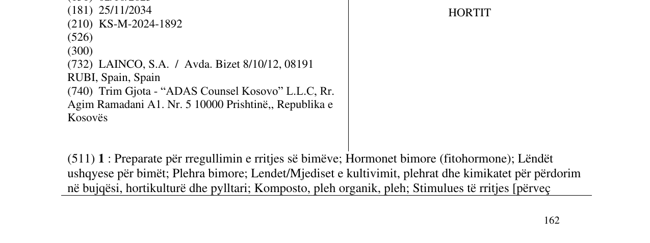 Zëri i markës HORTIT në buletin