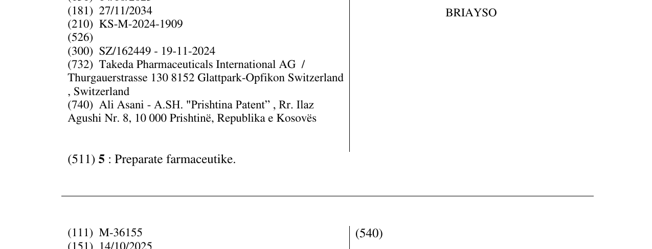 Zëri i markës BRIAYSO në buletin