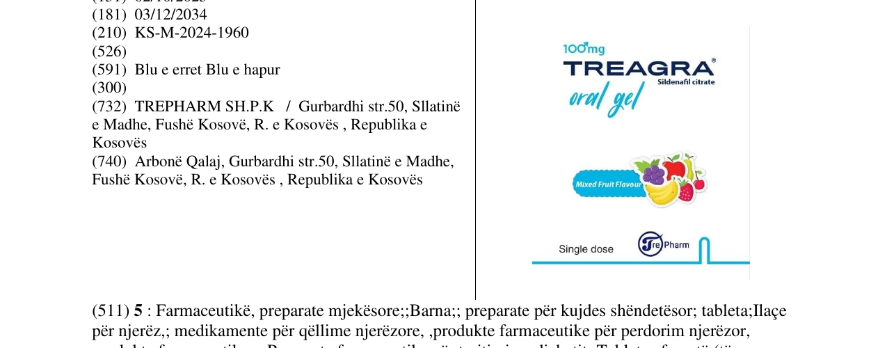 Zëri i markës TREAGRA në buletin