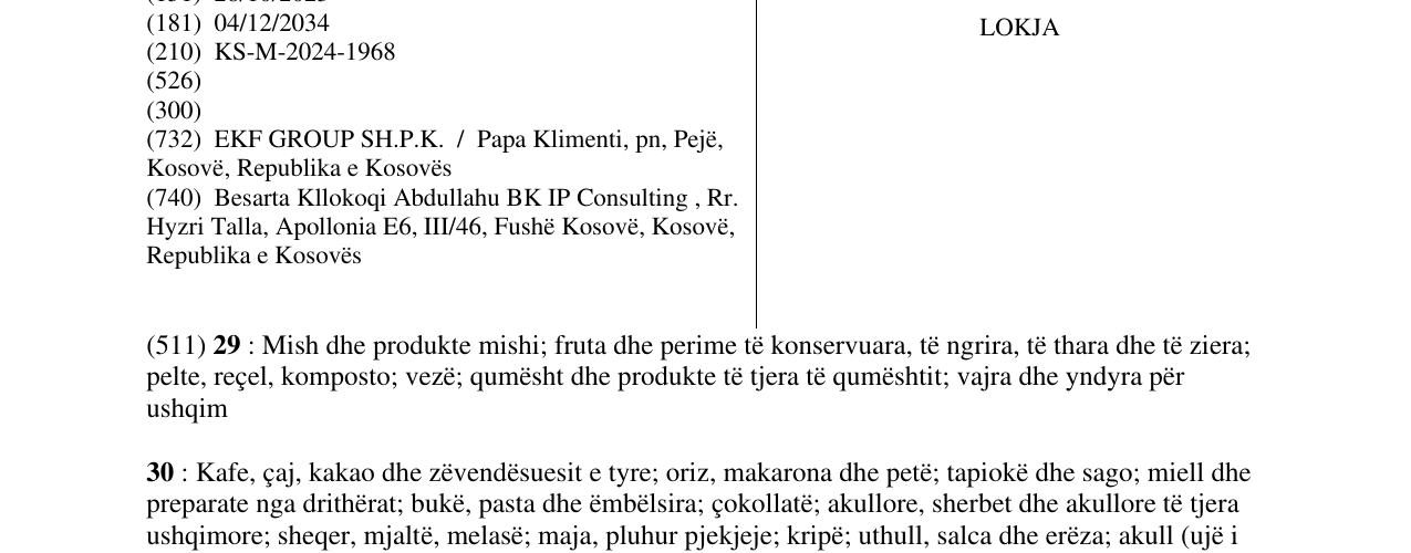 Zëri i markës LOKJA në buletin