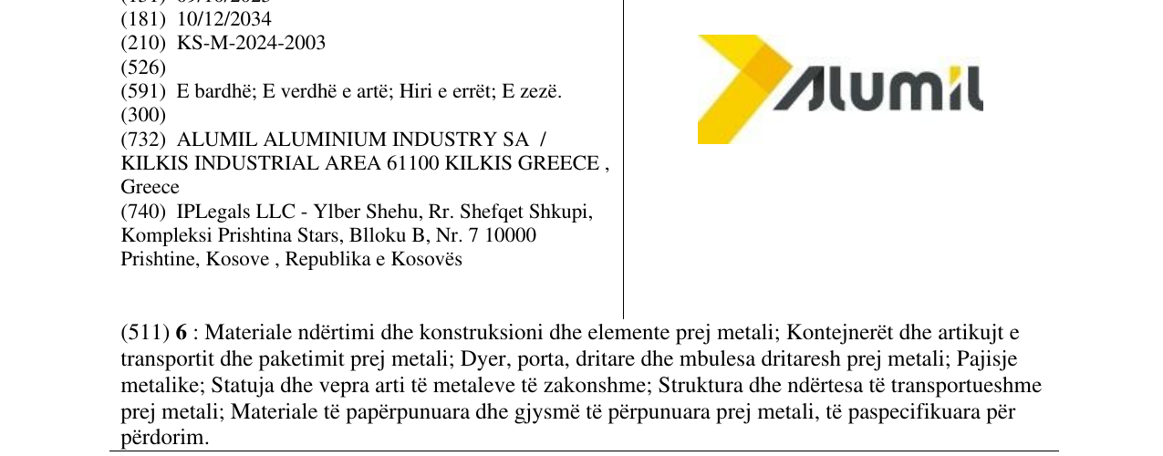 Zëri i markës Alumil në buletin