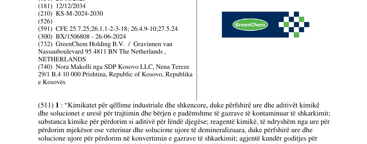 Zëri i markës Green Chem në buletin