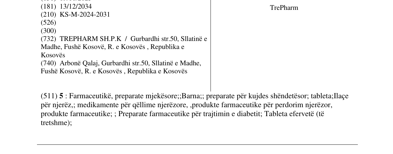 Zëri i markës TrePharm në buletin