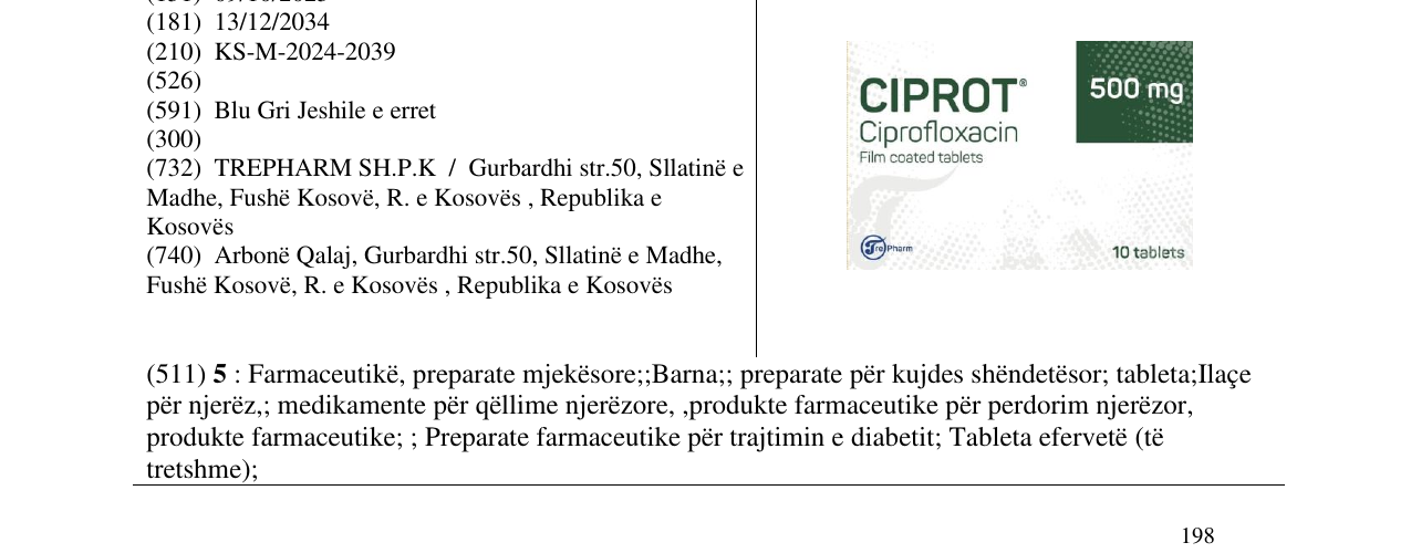 Zëri i markës CIPROT 500mg në buletin