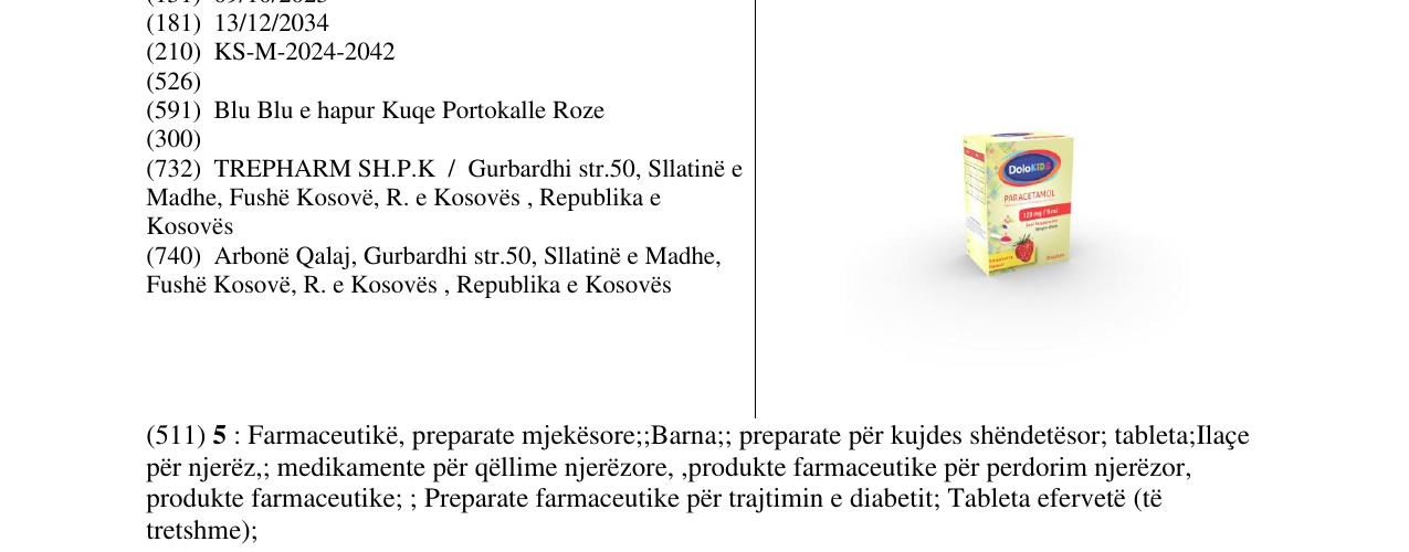 Zëri i markës DoloKIDS 120mg/5ml në buletin