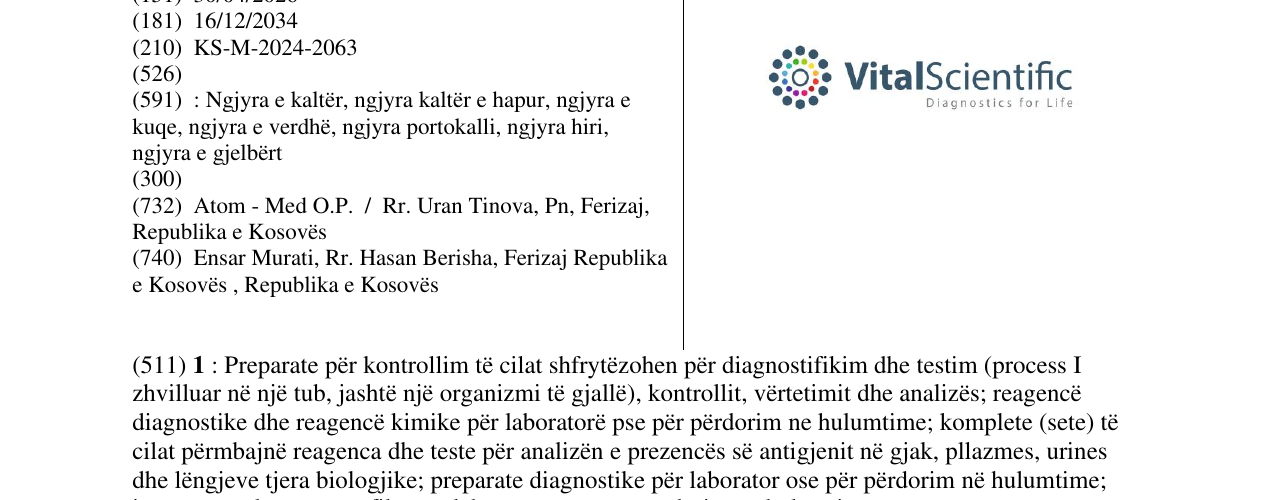 Zëri i markës VitalScientific në buletin