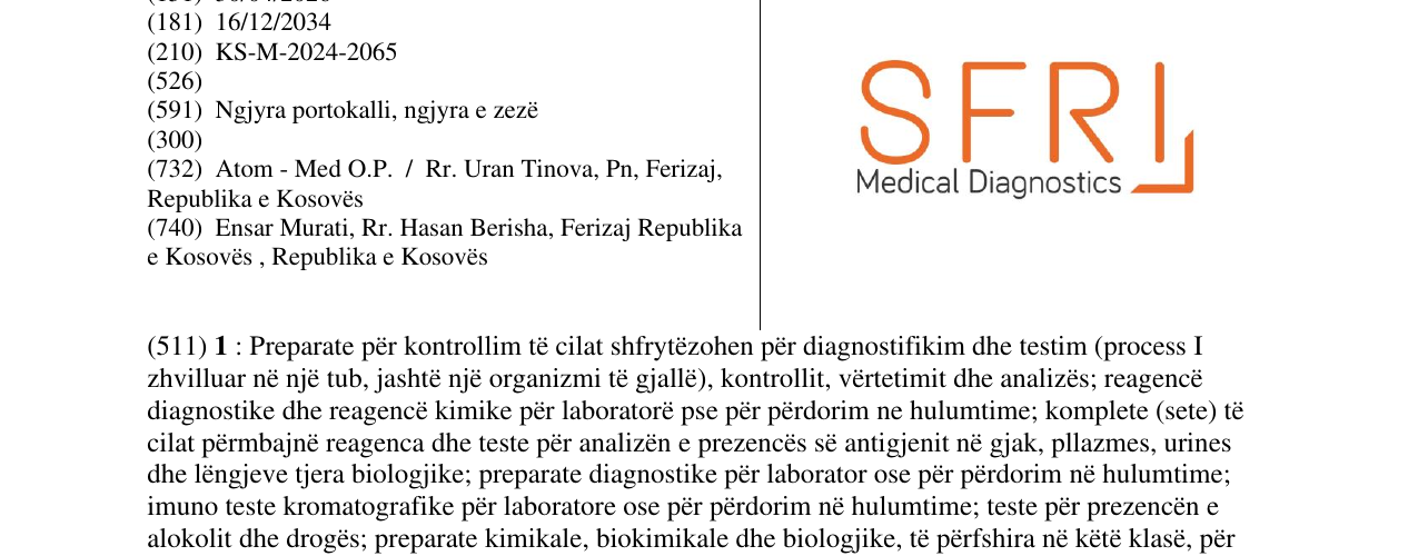 Zëri i markës SFRI në buletin