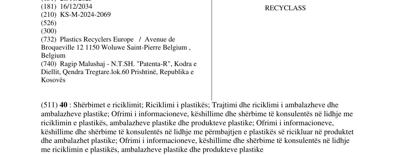 Zëri i markës RECYCLASS në buletin