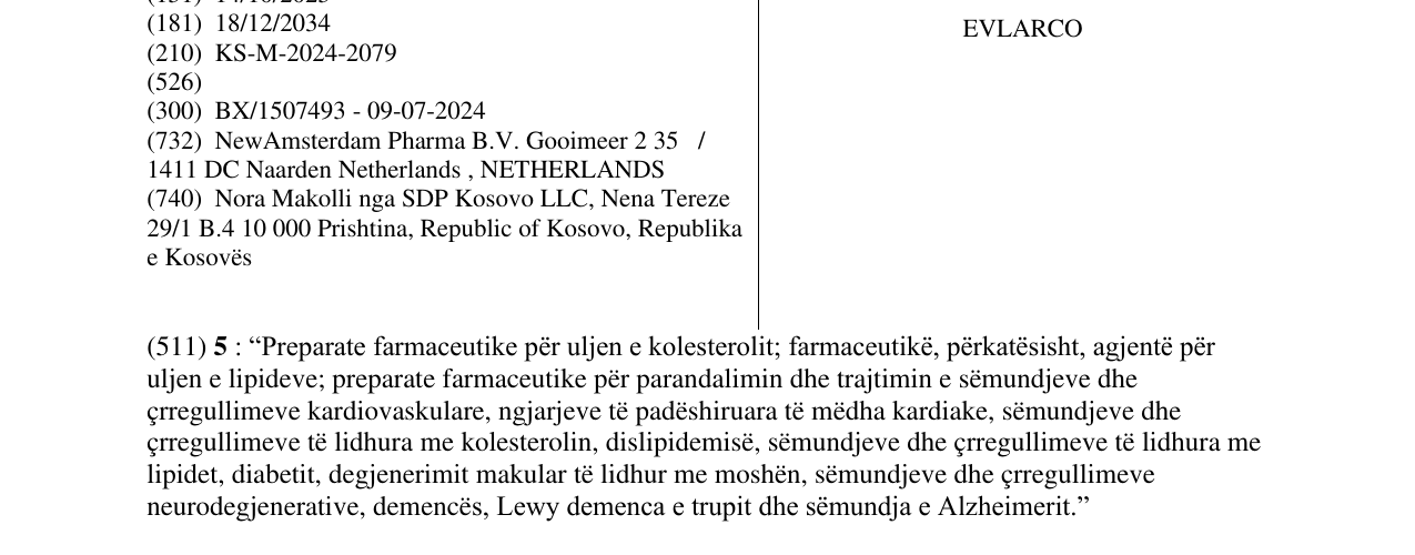 Zëri i markës EVLARCO në buletin