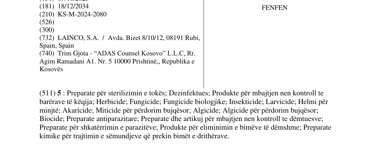 Zëri i markës FENFEN në buletin