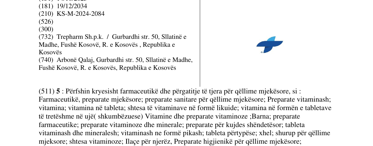 Zëri i markës TREPHARM në buletin