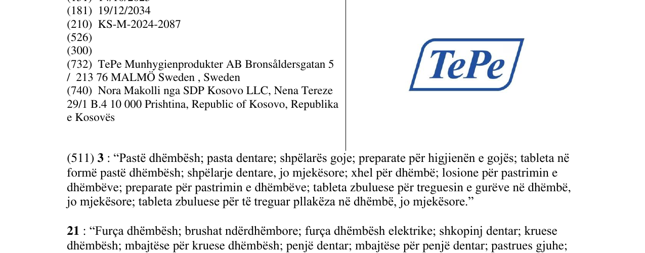 Zëri i markës TePe në buletin