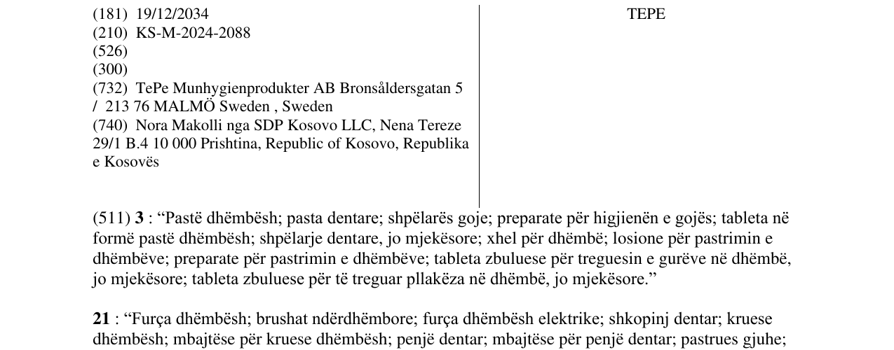 Zëri i markës TEPE në buletin