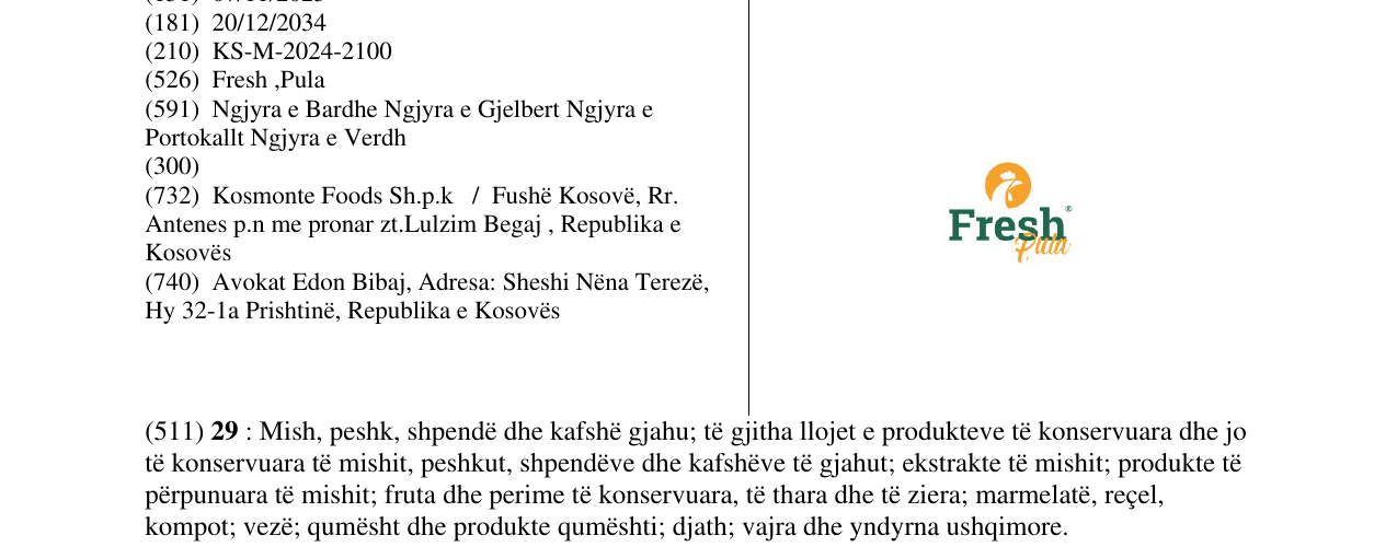 Zëri i markës Fresh pula në buletin