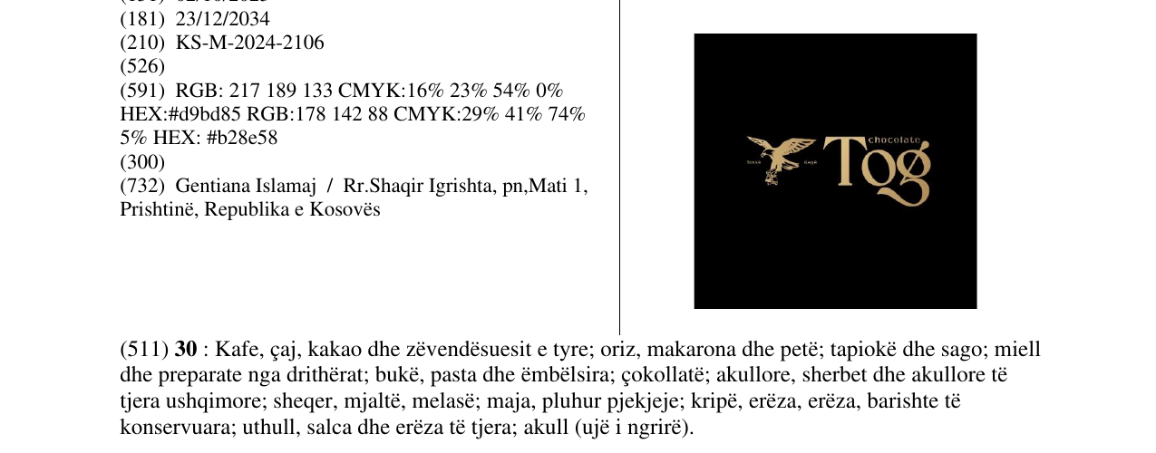 Zëri i markës Tog në buletin