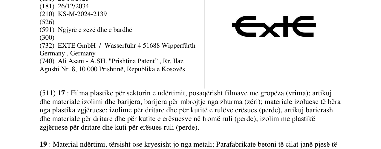Zëri i markës Exte në buletin