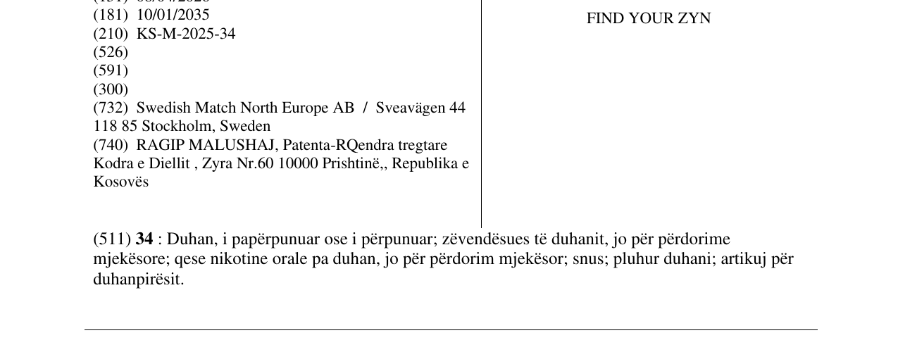 Zëri i markës FIND YOUR ZYN në buletin