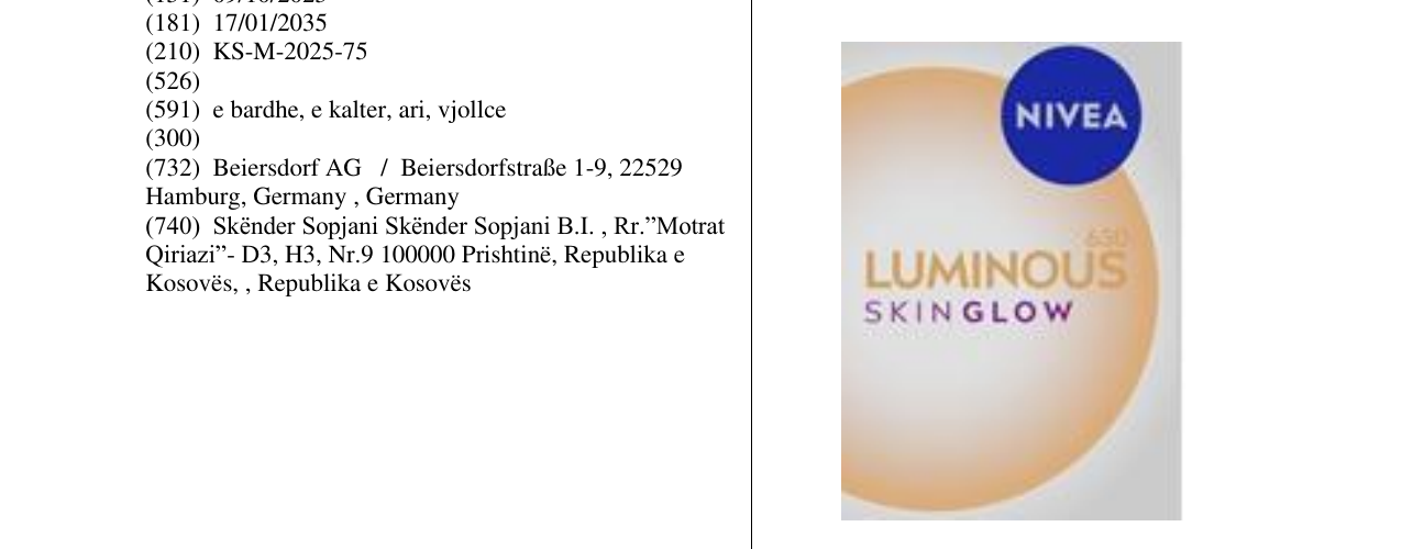 Zëri i markës NIVEA LUMINOUS SKIN GLOW në buletin