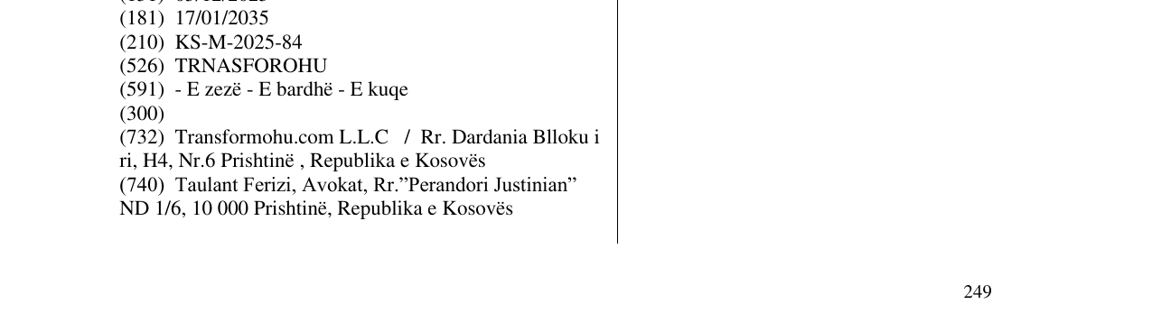 Zëri i markës TRNASFOROHU në buletin