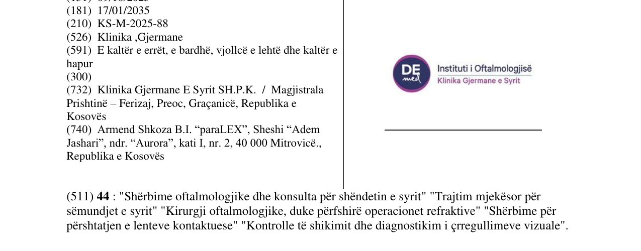 Zëri i markës DE med në buletin