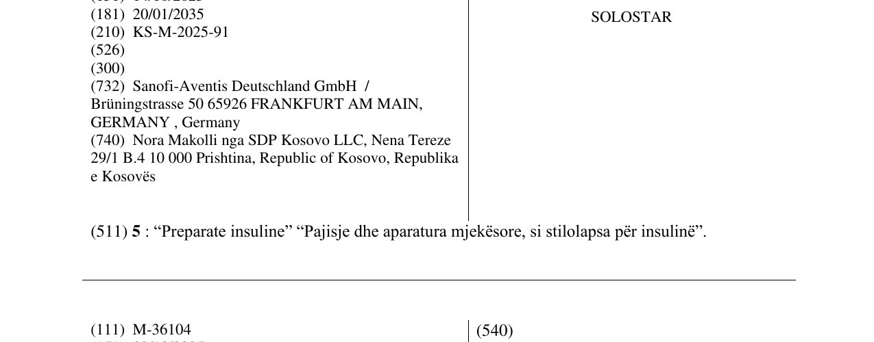 Zëri i markës SOLOSTAR në buletin