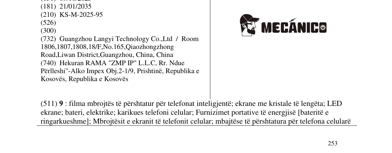 Zëri i markës MECANICO në buletin
