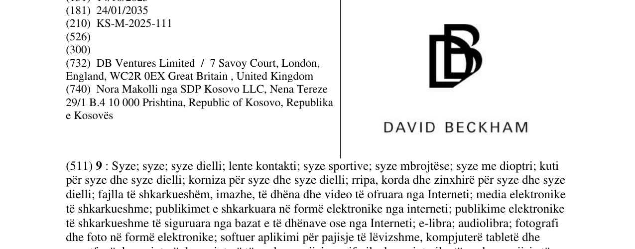 Zëri i markës DAVID BECKHAM në buletin