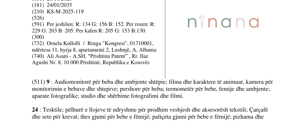 Zëri i markës ninana në buletin
