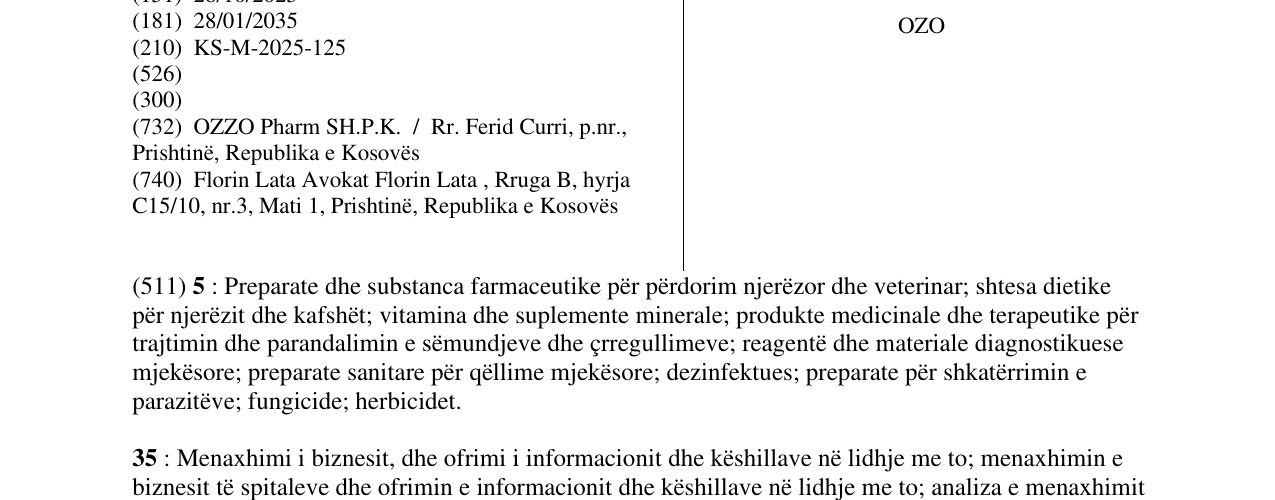 Zëri i markës OZO në buletin