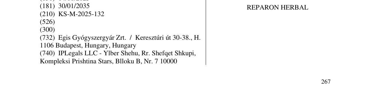 Zëri i markës REPARON HERBAL në buletin