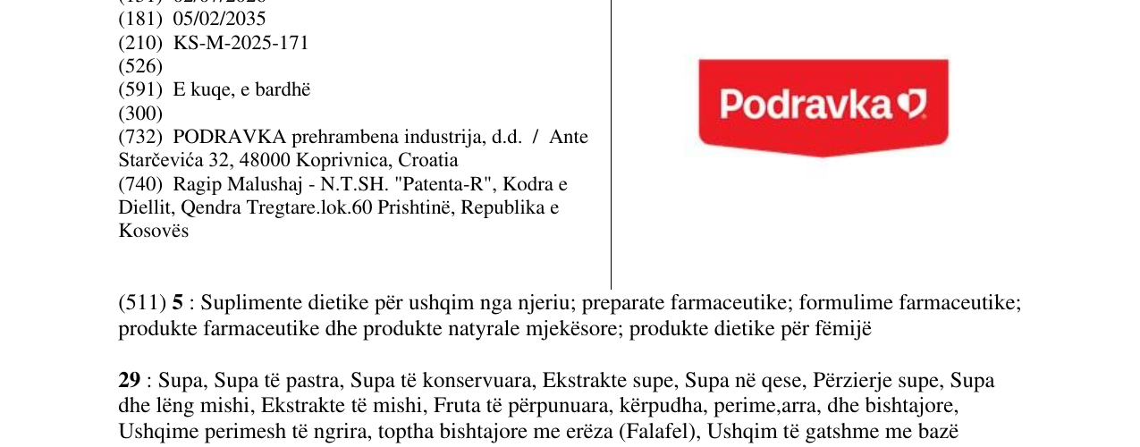 Zëri i markës Podravka në buletin