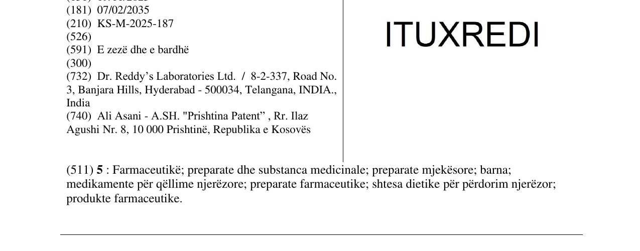 Zëri i markës ITUXREDI në buletin