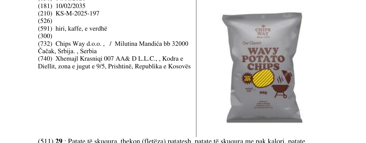 Zëri i markës WAVY POTATO CHIPS BBQ në buletin