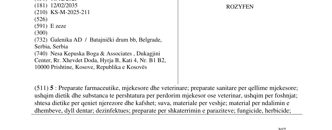 Zëri i markës ROZYFEN në buletin