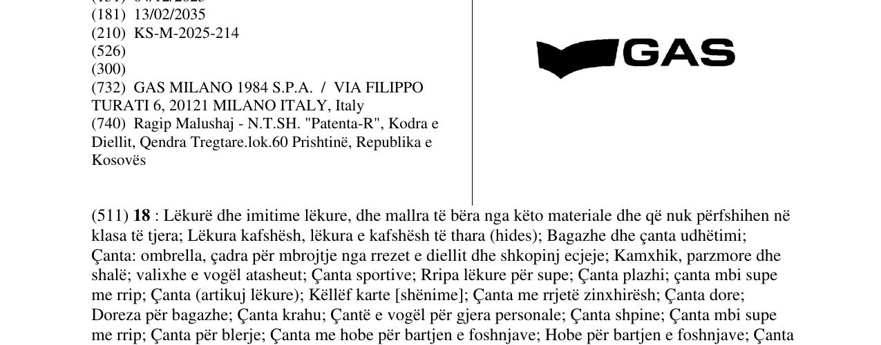 Zëri i markës GAS në buletin