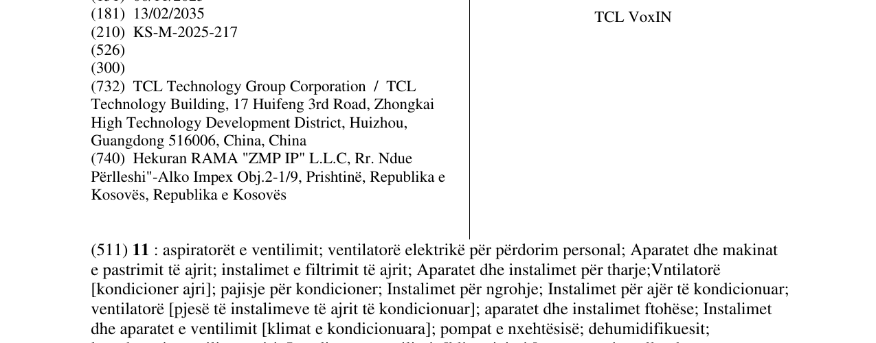 Zëri i markës TCL VoxIN në buletin