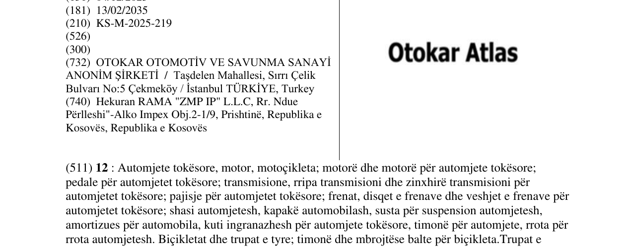 Zëri i markës Otokar Atlas në buletin
