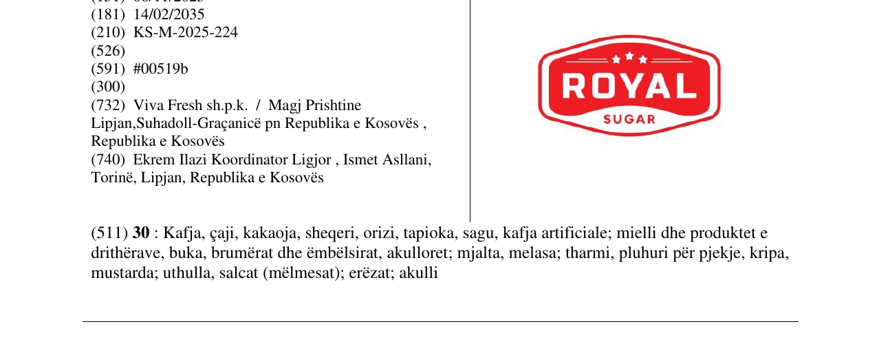 Zëri i markës ROYAL në buletin