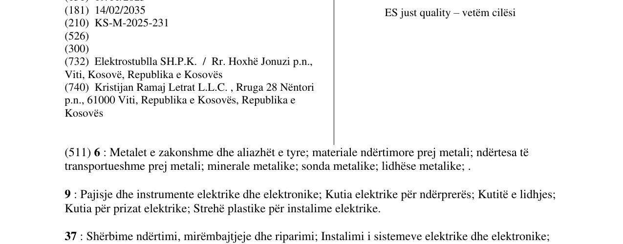 Zëri i markës ES just quality – vetëm cilësi në buletin
