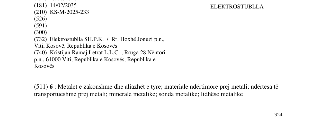 Zëri i markës ELEKTROSTUBLLA në buletin