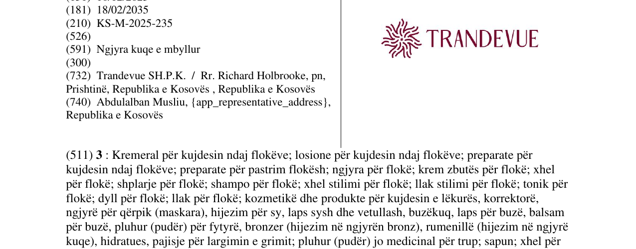 Zëri i markës TRANDEVUE në buletin