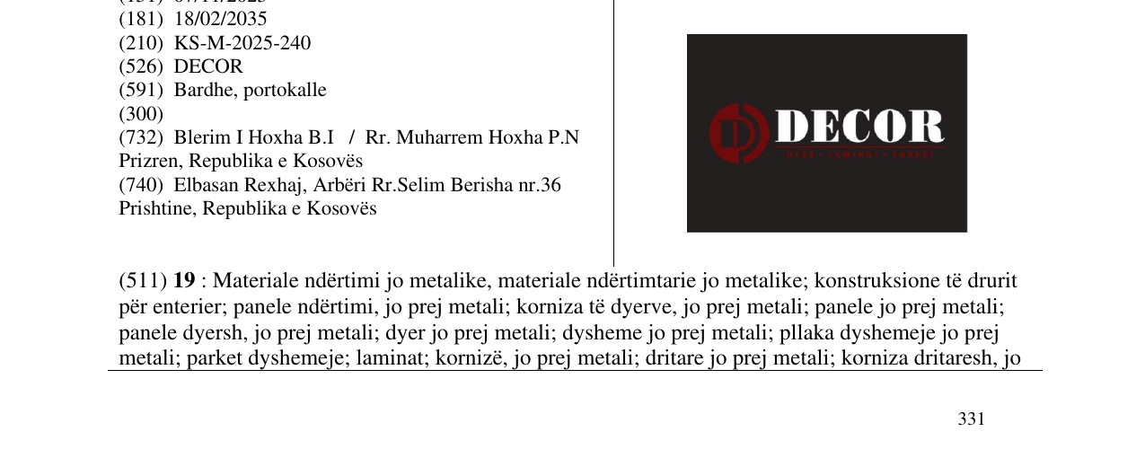 Zëri i markës DECOR në buletin